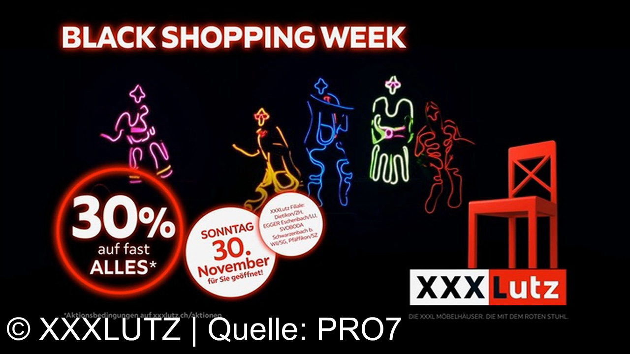 TV Werbung xxxlutz - Entdecke Komfort und Stil bei XXXLutz! Nur jetzt: Black Shopping Week mit 30% Rabatt auf fast alles. XXXLutz – die mit dem roten Stuhl. Nur für kurze Zeit!