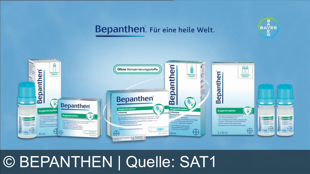 TV Werbung bepanthen - Bepanthen Augentropfen: Feuchtigkeit und Linderung für trockene Augen. Bei sehr trockenen Augen schützt Bepanthen Augentropfen Intense – für eine heile Welt.