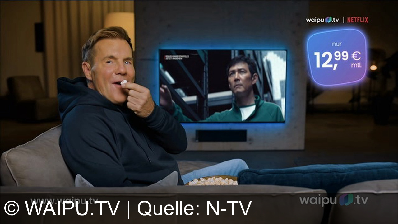 TV Werbung waipu.tv - Erlebe großes Kino mit waipu.tv: Fernsehen ohne Schüssel, inklusive 12 Monate Netflix für nur 12,99 €/Monat. Entdecke "Squid Game", "First Dates" und mehr – exklusiv auf waipu.tv!
Protagonist: Dieter Bohlen