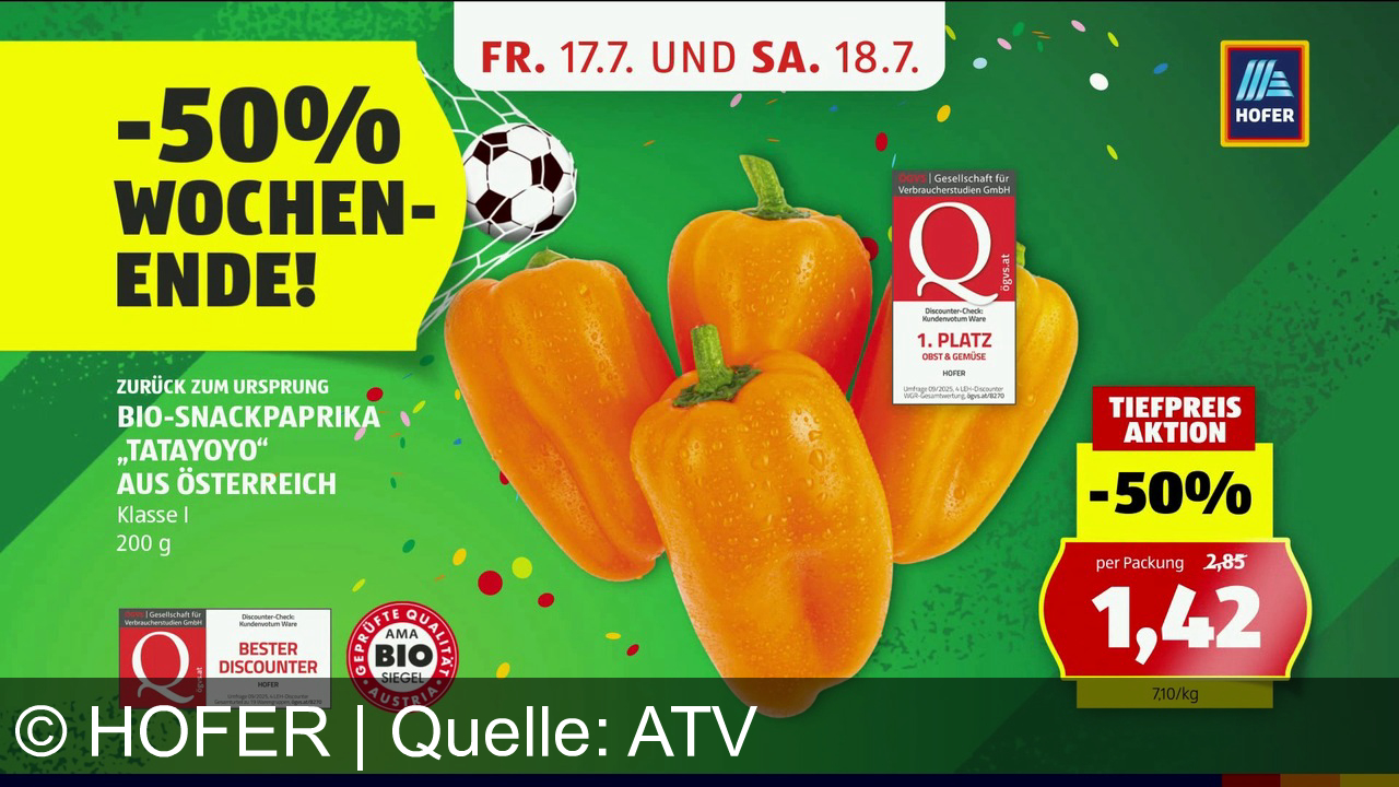 TV Werbung hofer - Hofer: Über 1.000 Produkte günstiger, plus -50% Tiefpreisaktionen am Wochenende. Bio-Snackpaprika für nur 1,42€. Da bin ich mir sicher!
