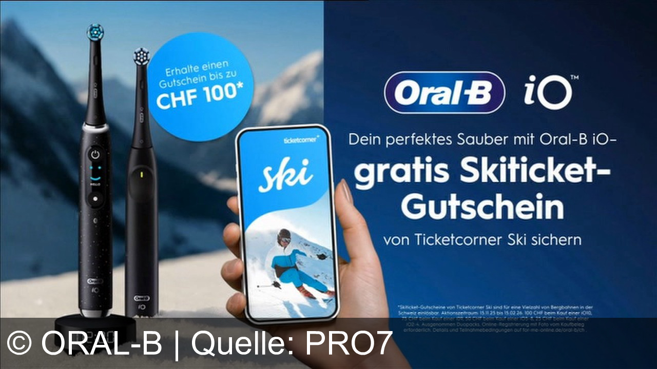 TV Werbung oral-b - Oral-B iO – die Zahnbürste der Zahnärzte und dein perfektes Sauber: Sanfte Reinigung, innovativer Rundkopf, jetzt Ski-Gutschein von Ticketcorner sichern!