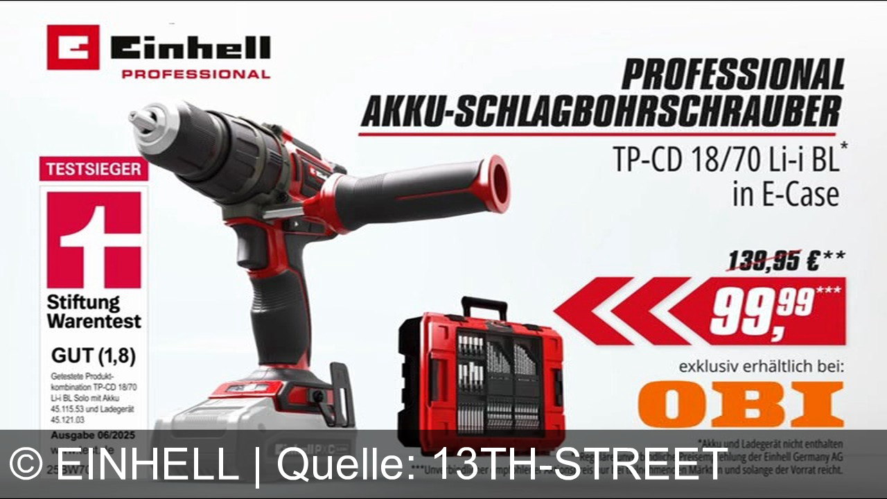 TV Werbung einhell - Einhell trifft Mercedes-Petronas: Der Stiftung Warentest-Sieger Akku-Schlagbohrschrauber – Power für Profis, exklusiv bei OBI.